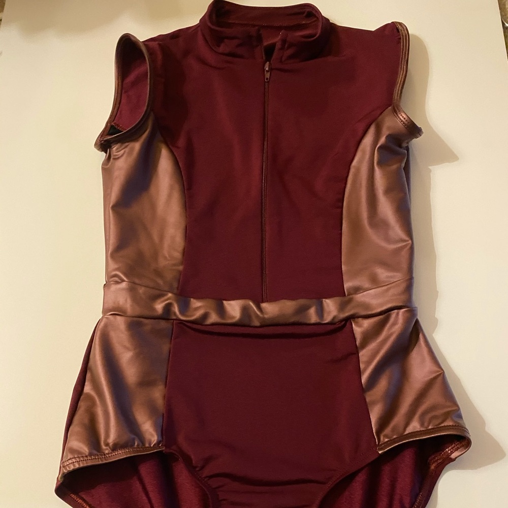 Maroon metallic ballet leotard